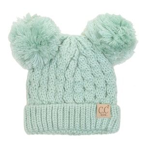 C.C Kids Thick Solid Color Double Pom Beanie